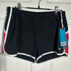New Balance Women's Momentum Running Shorts Medium Black Hot Neon Pink White NWT